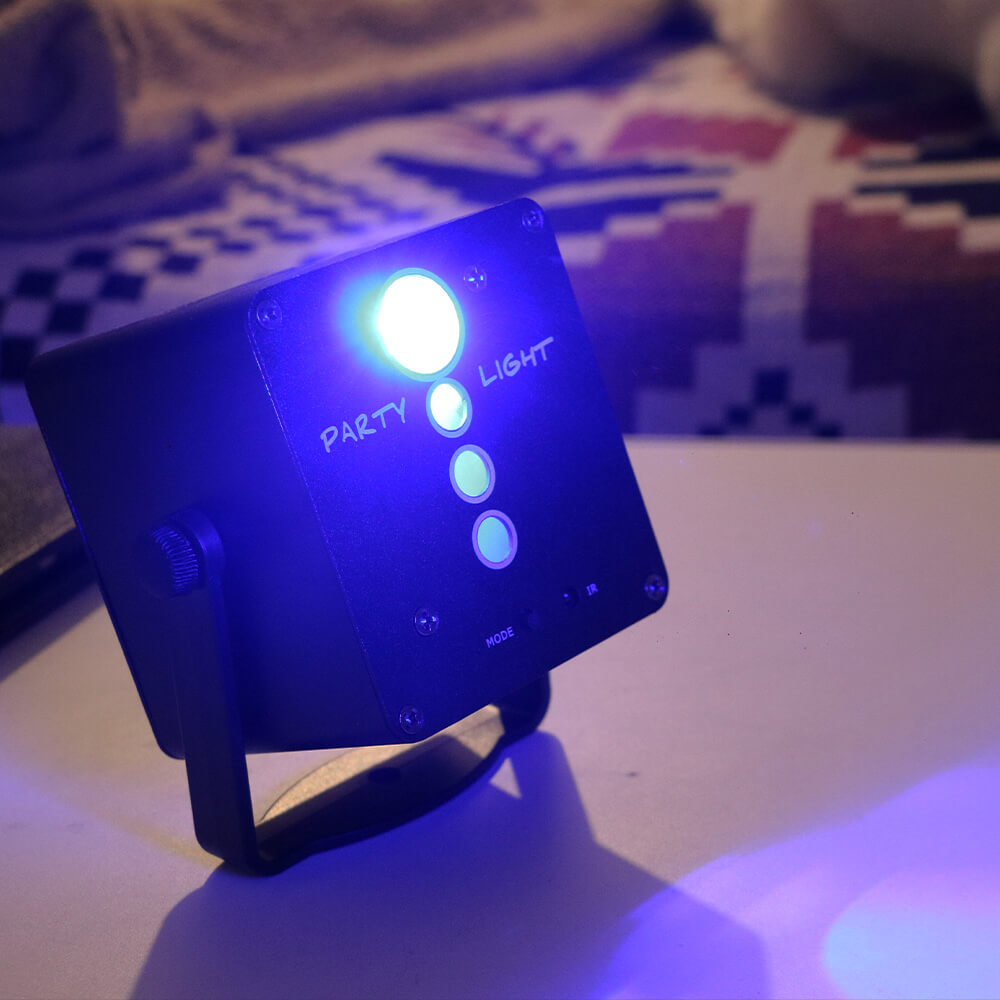 DJ LED Sound Activated LED Laser Light RGB Projector with Remote Control Batteries for Christmas
